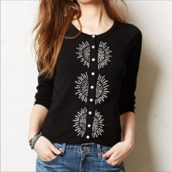 Anthropologie | HWR Monogram French Knot Sweater M - Picture 1 of 7